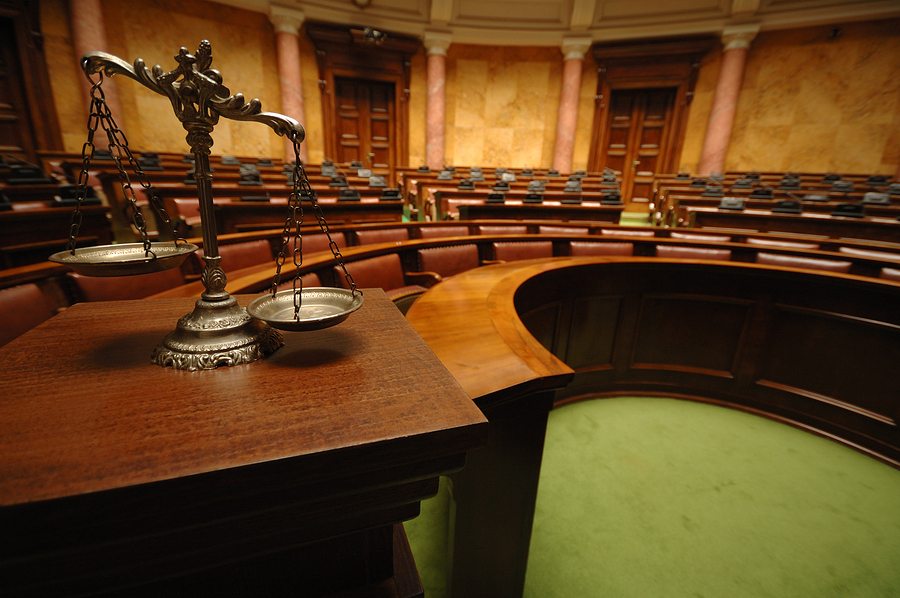 Decorative Scales Of Justice In The Courtroom