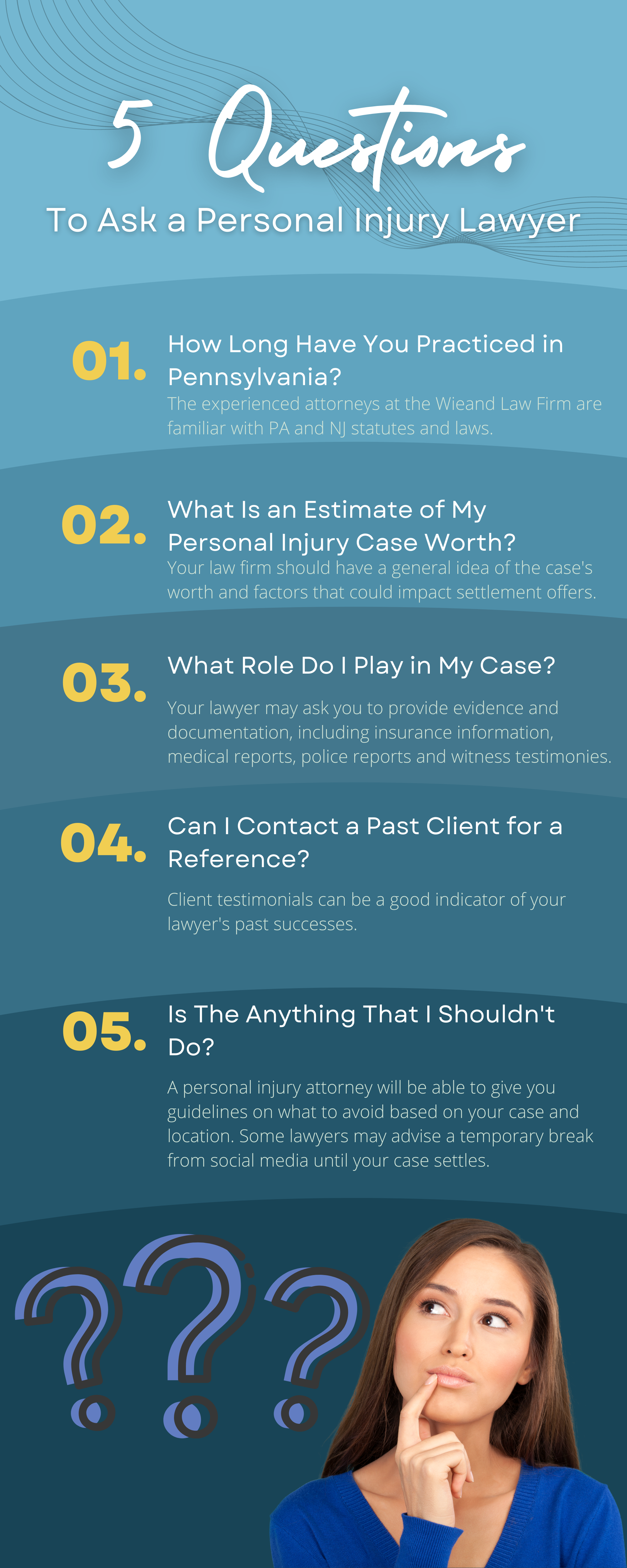 Questions to ask a personal injury attorney infographics